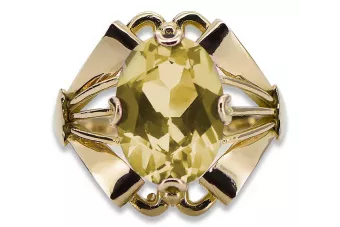 Peridoto amarillo Oro amarillo de 14 quilates Anillo Vintage vrc015y